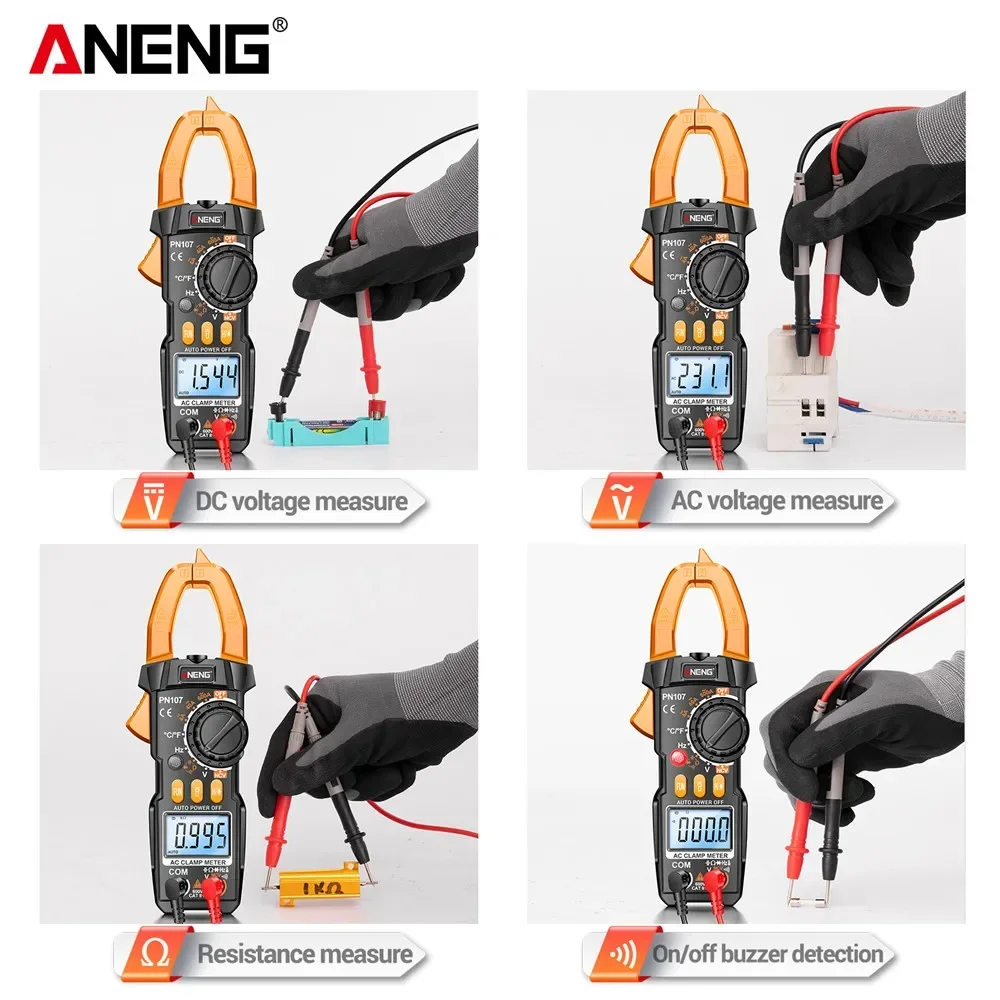 ANENG PN107 Cyfrowy miernik cęgowy 600A AC Tester prądu Woltomierz Amperomierz Dioda NCV z częstotliwością temperatury Profesjonalne narzędzie