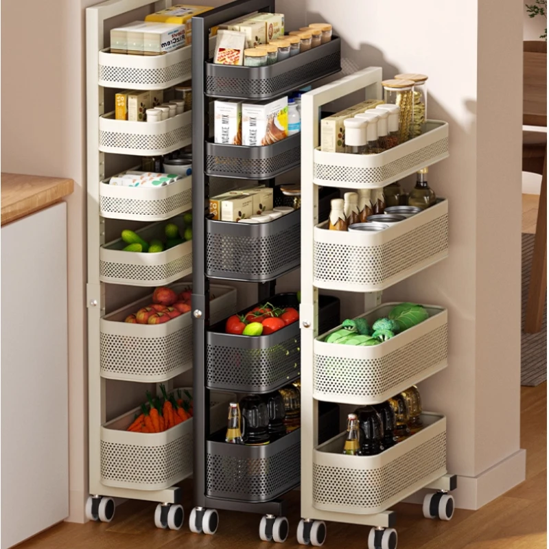 

Ultra-Narrow Kitchen Organizer Adjustable Rolling Cart for Refrigerator Gaps - Pull-Out Pantry Storage Mobile Snack & Spice Rack