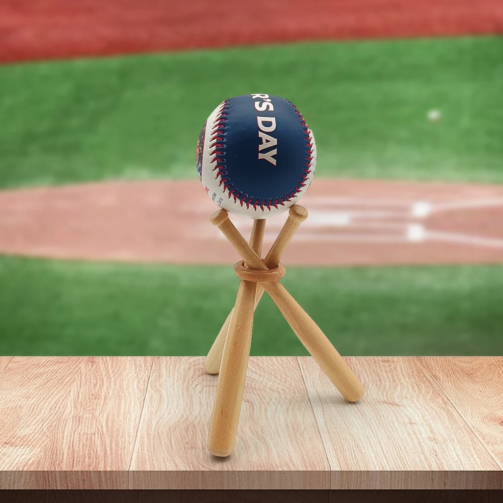Wooden Baseball Holder Baseball Golf Tennis Ball Display Stand Baseball Bat Display Stand Holder for Kids and Sports Lover