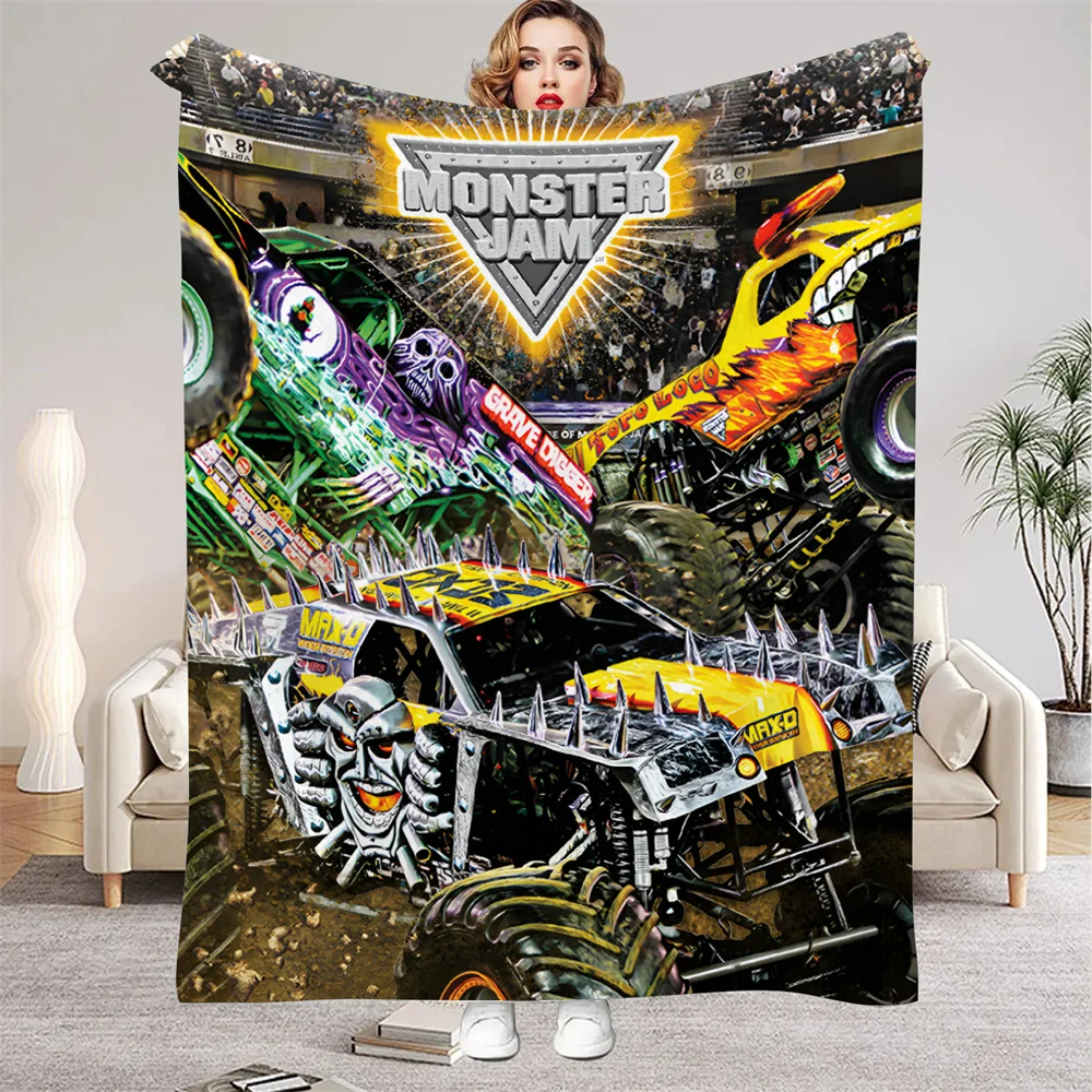Monster Trucks Flanelldecken, warme Winterreise, Schlafzimmer, Sofa, Geburtstagsgeschenke für Kinder und Jungen, weiche Überwurfdecke