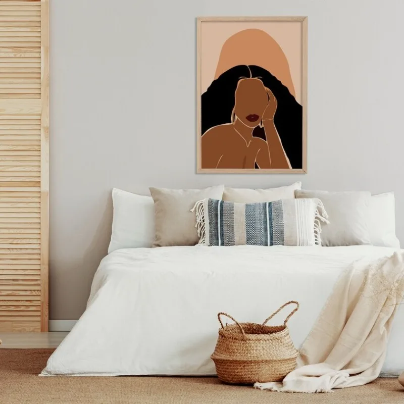 مجردة امرأة سوداء صورة المشارك فتاة الموضة الأمريكية الأفريقية قماش اللوحة بوهو جدار الفن لغرفة المعيشة ديكور المنزل #2