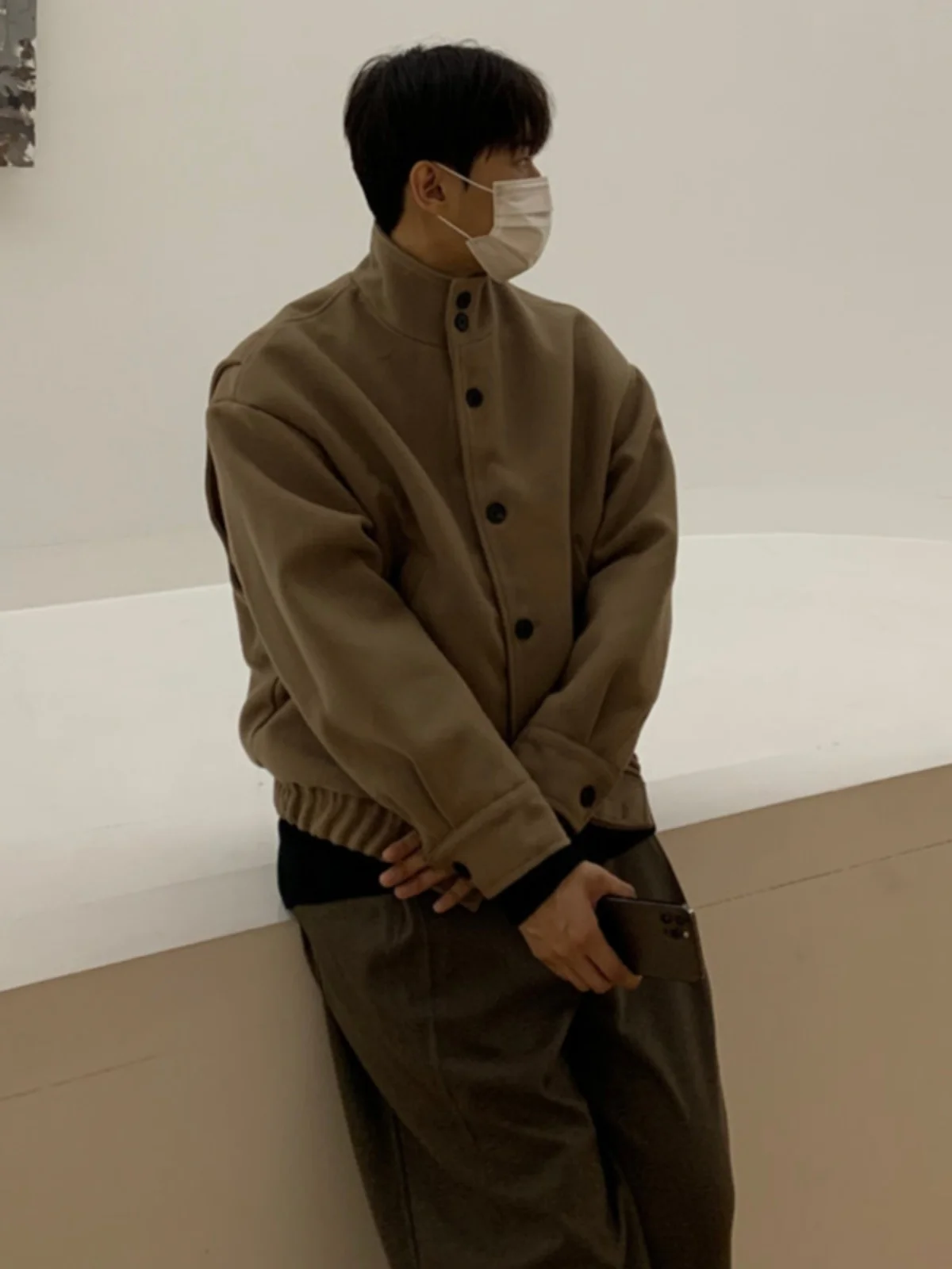 

Ele Мужская шерстяная куртка с воротником-стойкой, бейсбольная теплая молодежная осенне-зимняя модная верхняя одежда, пальто