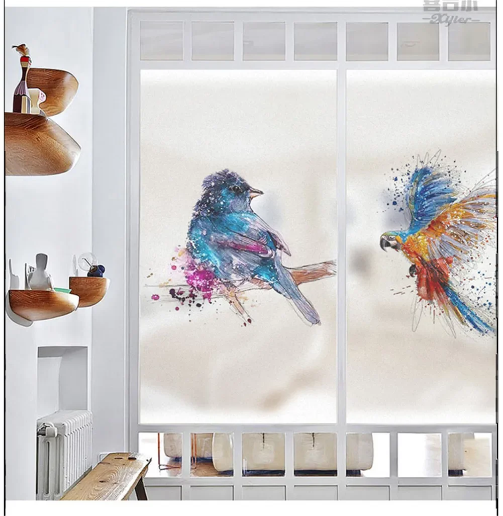 Static Cling Privacy Windows Film Decorative Animal Picture Stained Glass Window Stickers   Frosted Windows Film