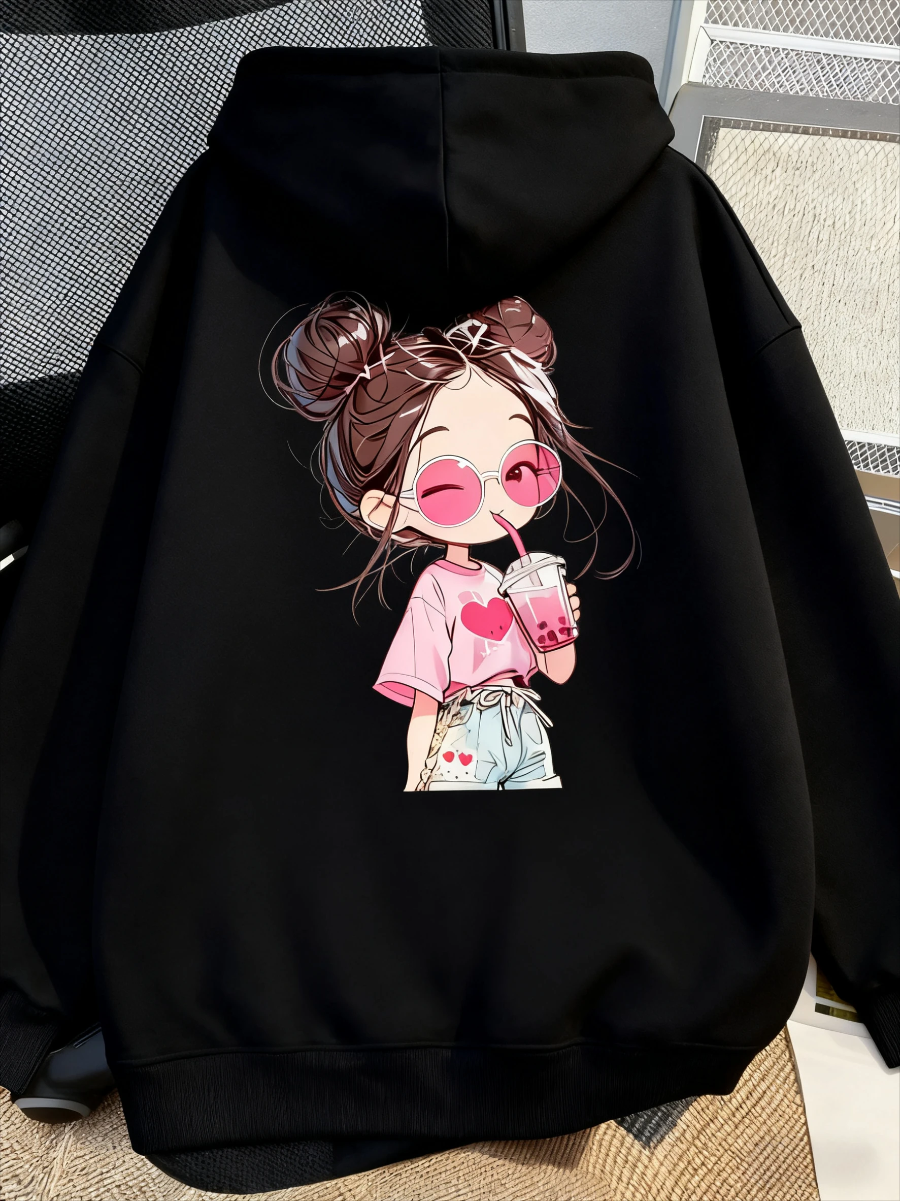 

Cartoon Girl Graphic Printing Autumn and Winter Men's and Women's Hoodies Casual Loose Outdoor Street Sports Training Brand