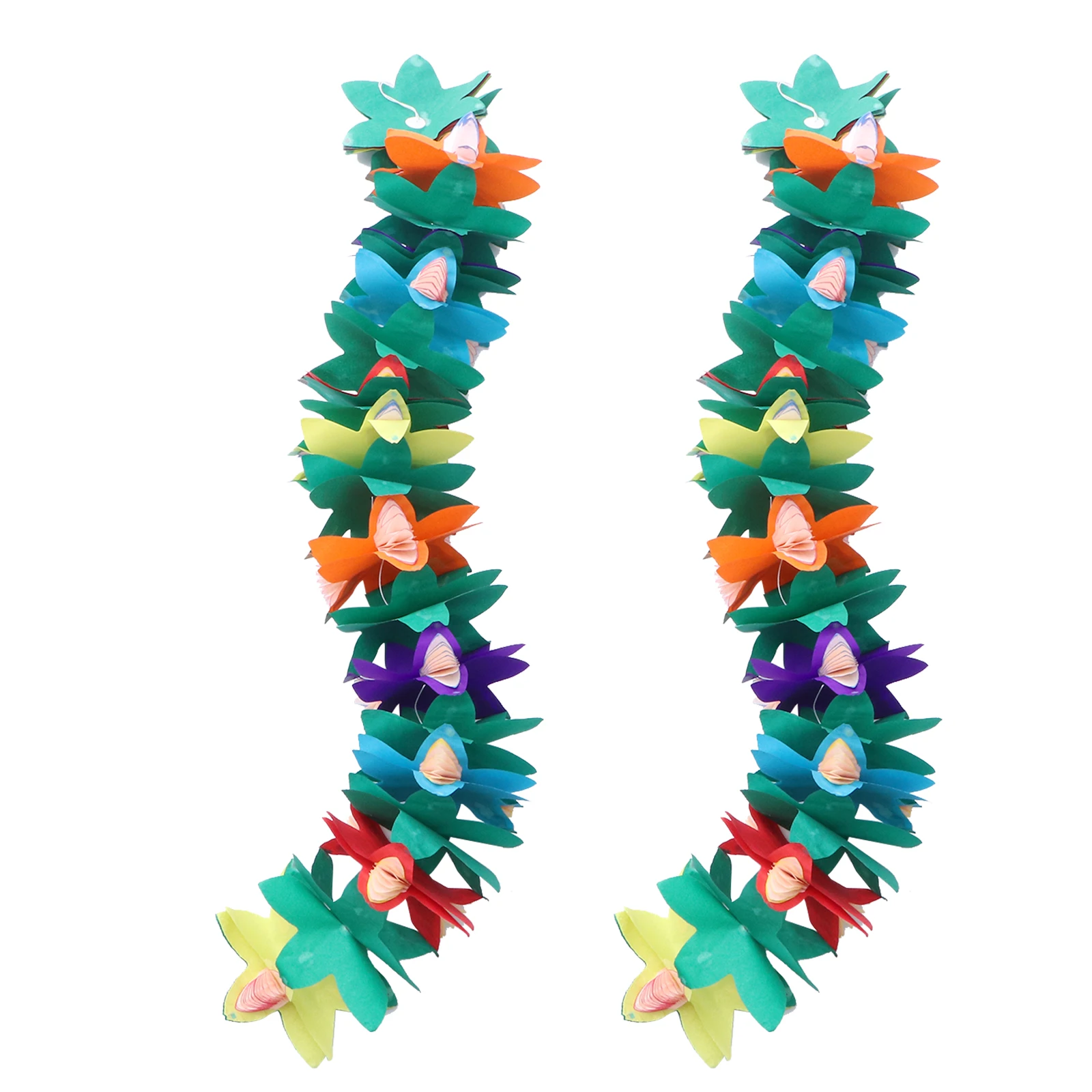 

2Pcs Hawaiian Latte Solid Hexagonal Paper Flower Decor Colorful PartyFloral Banners Festive Wall Hanging Summer Beach