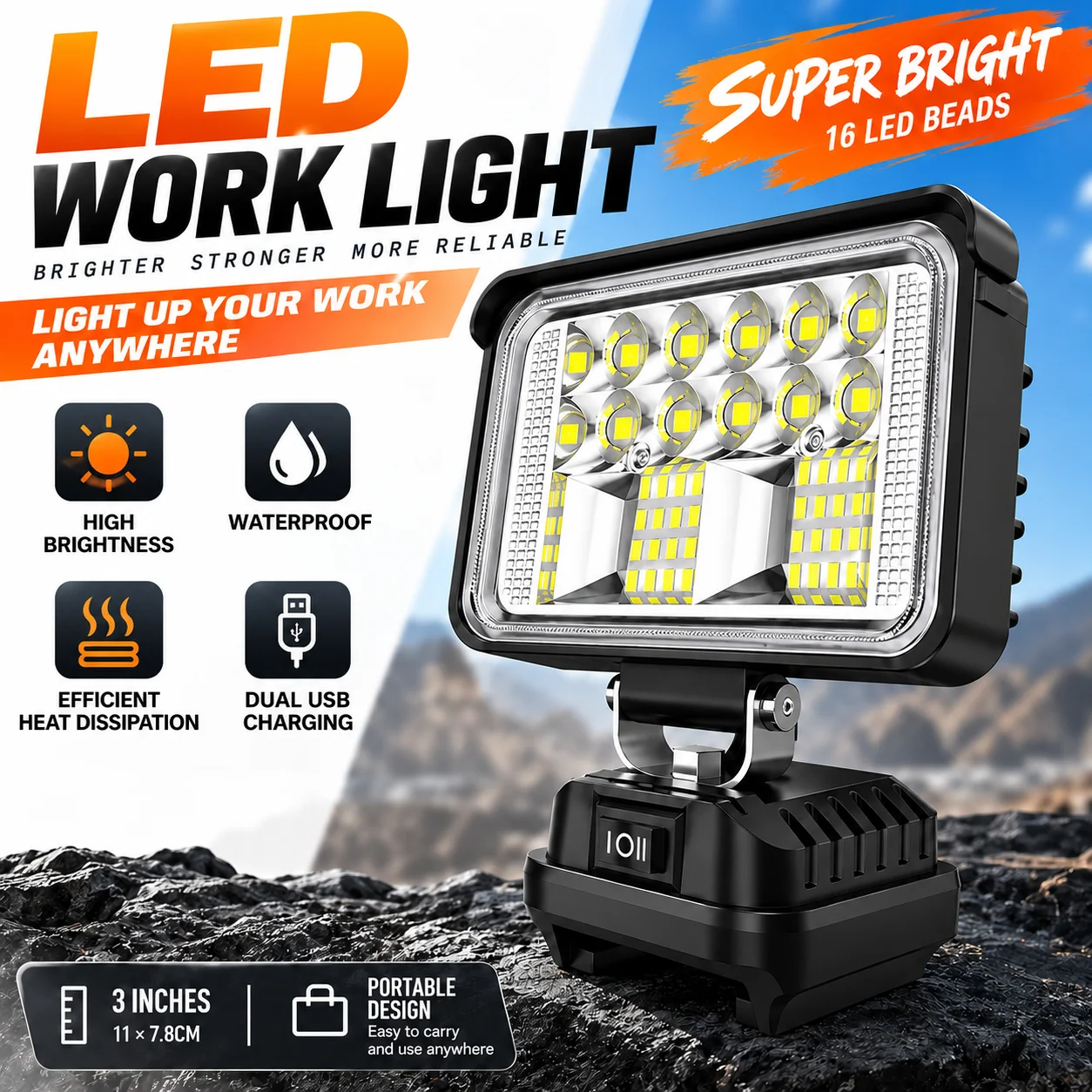 For Makita LED Work Light Portable LED Flashlight for Work Camping Handheld Lamp Outdoor Adjustable LED Light