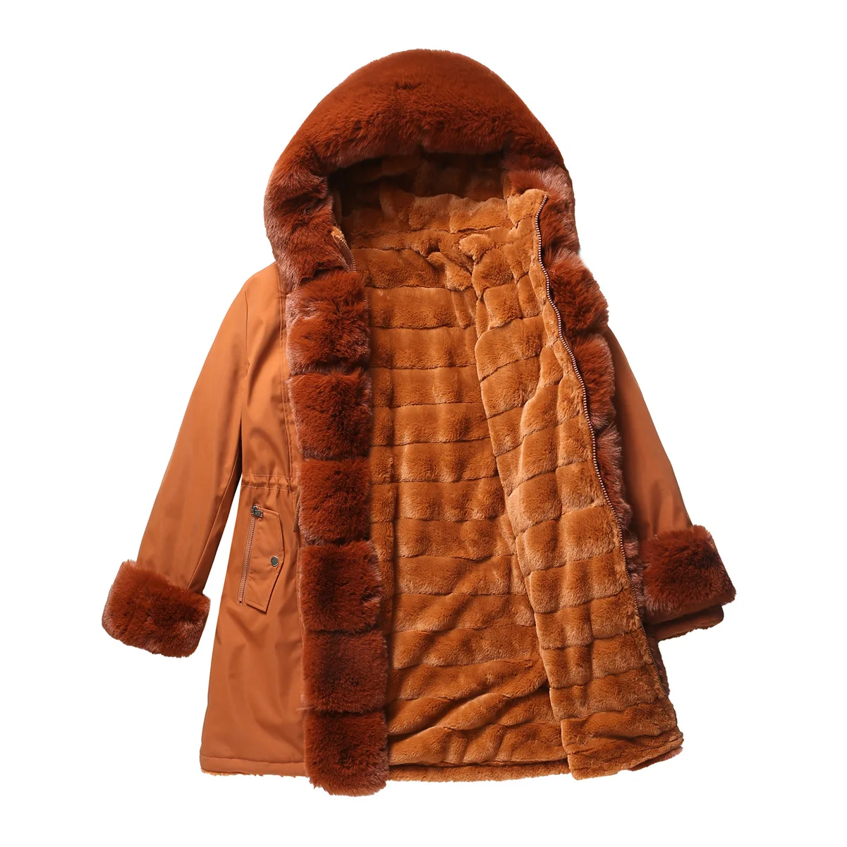 Mid Length Women's Winter Down Jacket Coats Parkas Woman Clothes Detachable Fur Collar Hooded Warm Padded Jackets Outerwear WY73