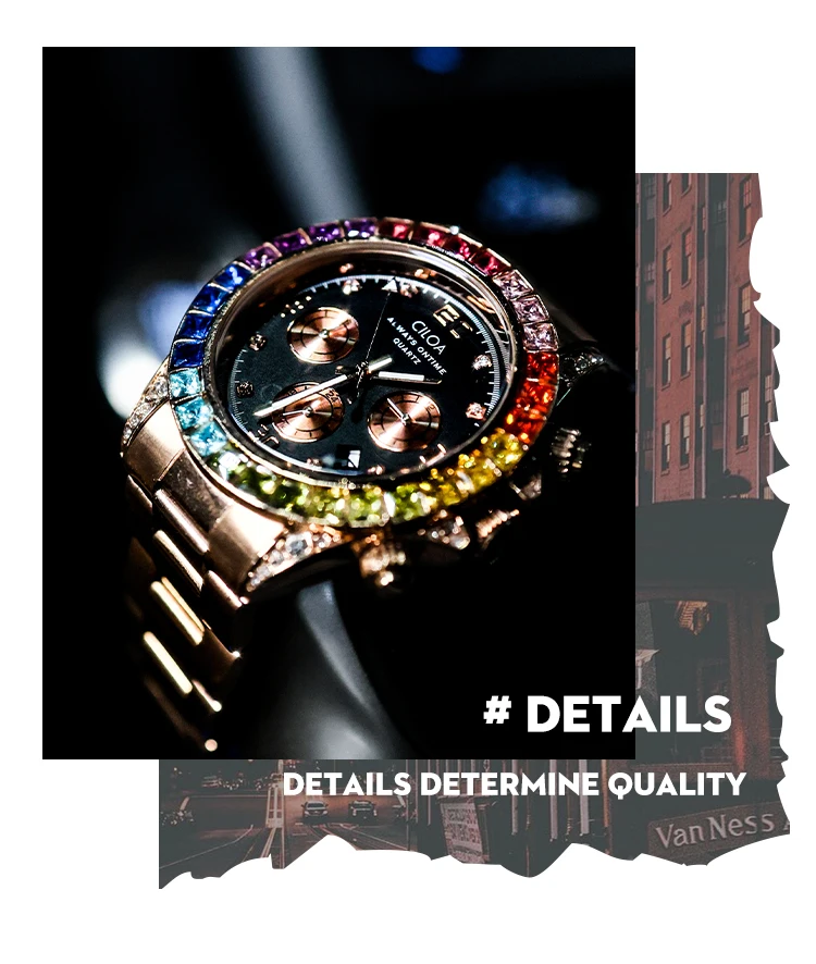 2024  CILOA Rainbow Di Men\'s Watch Men\'s Full Diamond Mechanical Watch Fashion Trend Watch Men\'s Quartz Watch