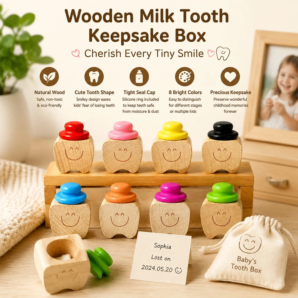 2/5 szt. Drewniane pudełko na  – Baby Keepsake Box recenzja i cena
