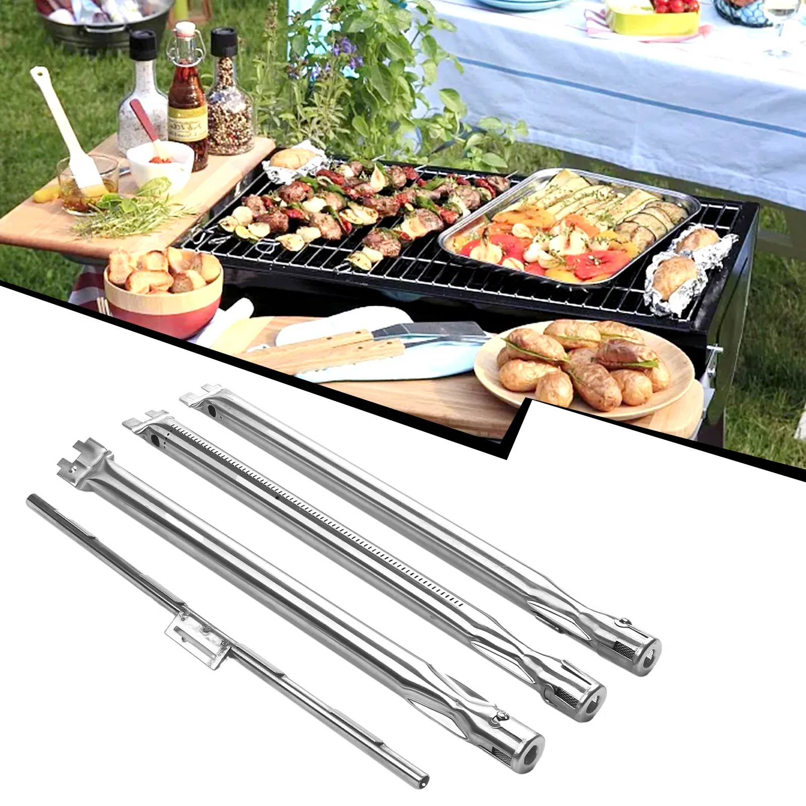 3pcs Gas Grill Burners Kit For Weber Spirit 300 Series Grill with a Stainless Steel Burner Smaller Crossover Pipe Outdoor BBQ