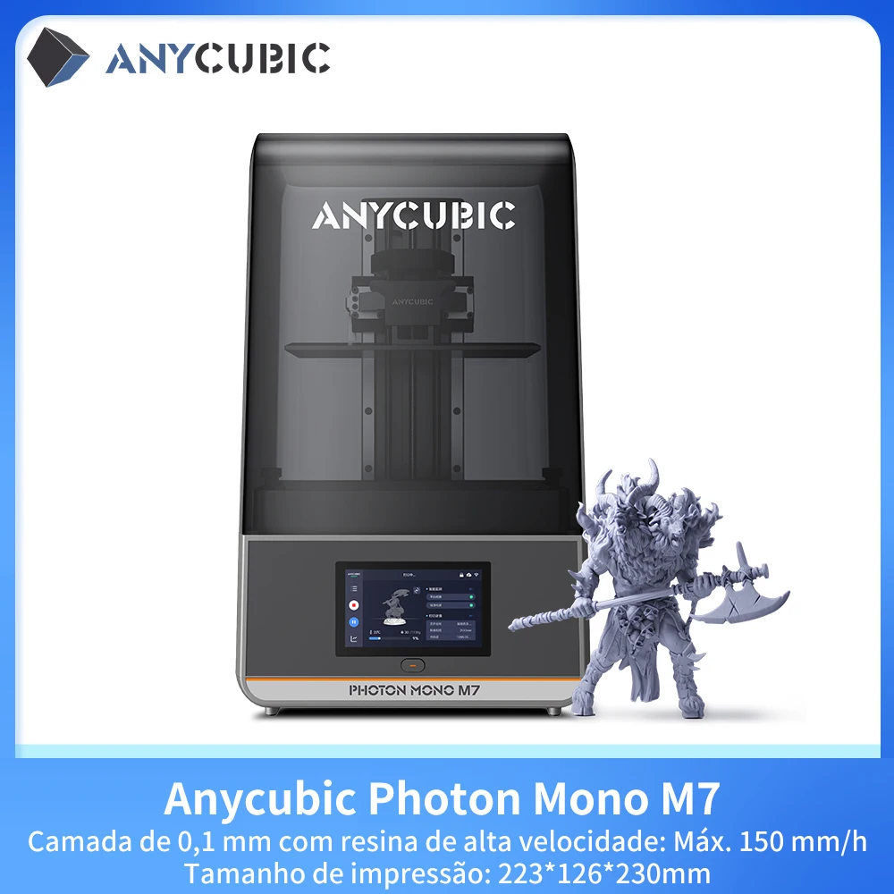 Presale Impressora 3D ANYCUBIC Photon Mono M7 MSLA 10 ''14K LCD Resina Impressora 3D Velocidade de Impressora 3D Até 150 mm/h Tamanho de Impressão 223*126*230mm