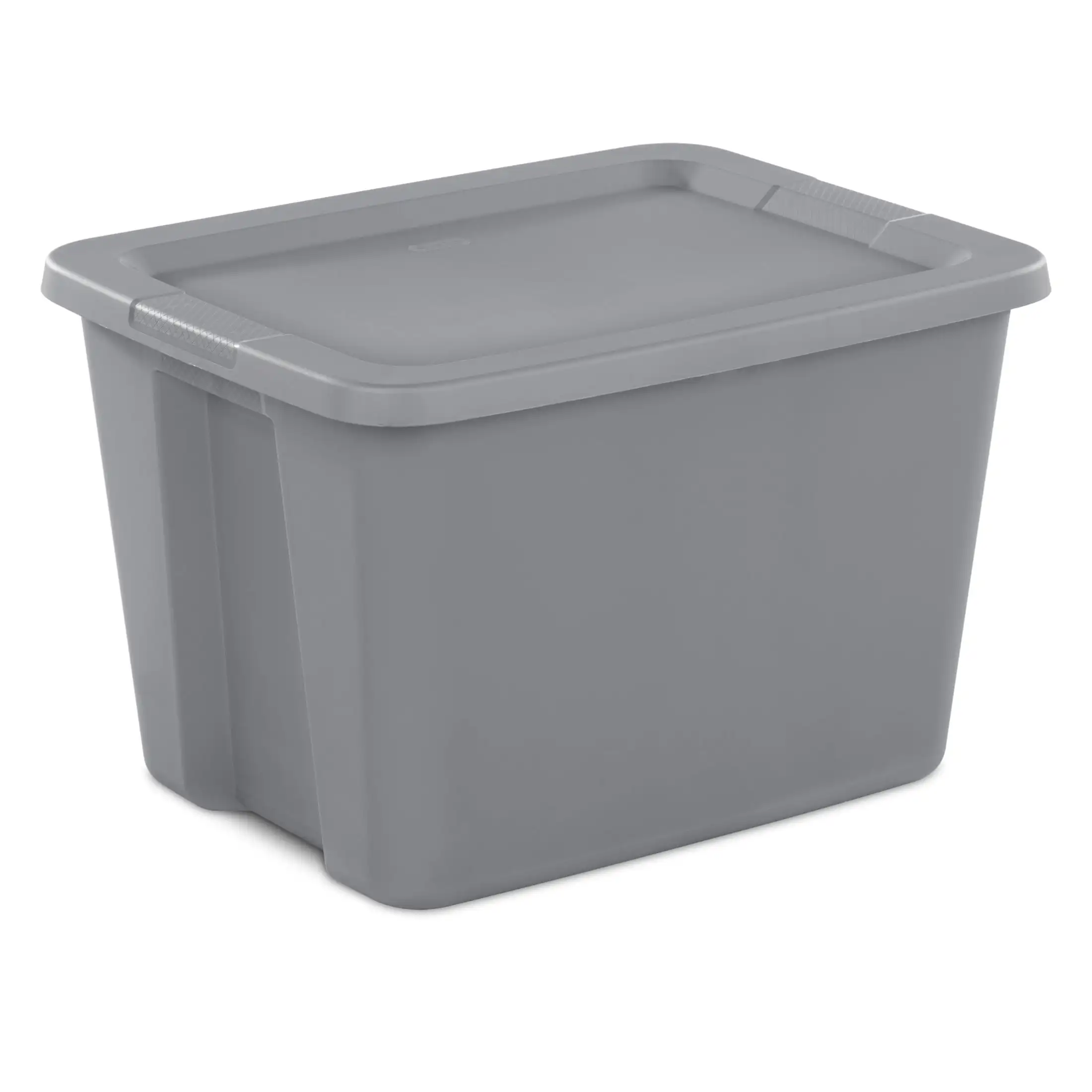 18 Gallon Tote, Plastic Storage Bin with Snap-on Lid, Gray, 8 Count