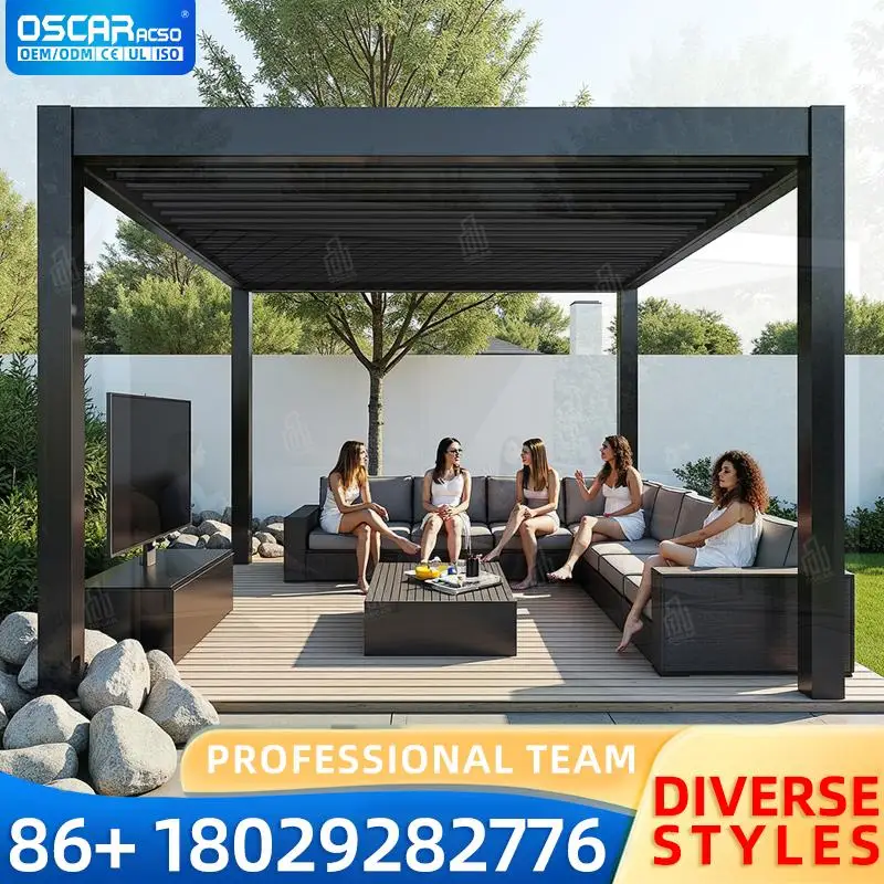 

High Quality Motorized Roof Aluminum Pergola for Outdoor Living Spaces in Gardens and Patios with Elegant Design Wood Plastic Al