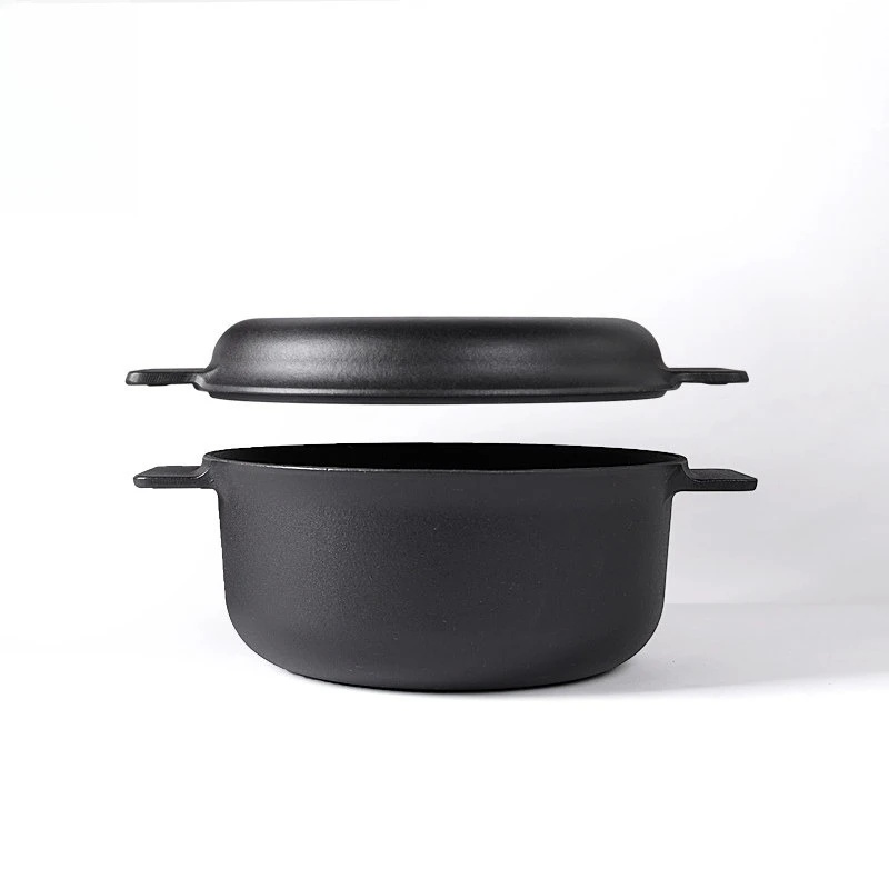 

Чугунная кастрюля с натуральной эмалировкой, походная кастрюля для тушения, универсальная сковорода-гриль, здоровая антипригарная посуда для пикника