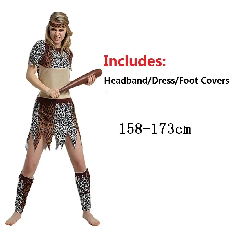 Picture 5: ▶❤Halloween Cosplay Costume Stage Performance Costume Men Women Indigenous People African Primitive Indian Leopard Pattern Set❤◀