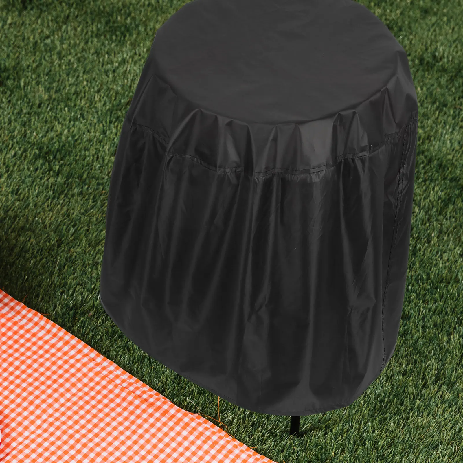 Polyester Outdoor Bbq Grill Cover 58x77cm Weatherproof Windproof Sun Protection Round Fire Pit Cover for Small Charcoal Gas