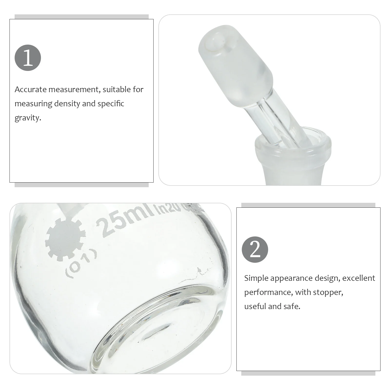 Chemical Lab Bottle Storage Bottles Glass Pycnometer Liquid Medicine Laboratory Density