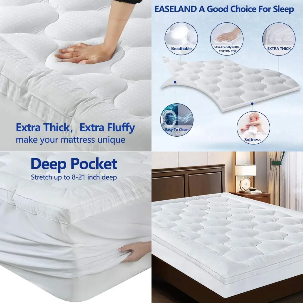 

Стеганая хлопковая подушка, наматрасник, карман 8-21, 54x75 дюймов, белый