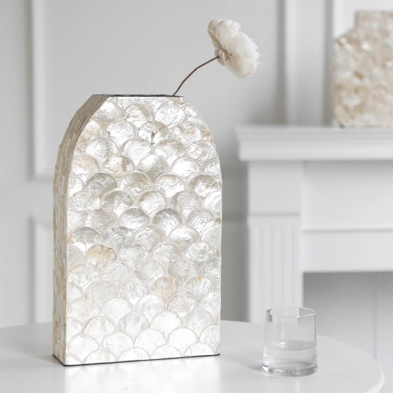 

French Shell Vase, Premium Flower Vase for Living Room, Elegant Home Décor for Entryways, Artistic Piece for Stylish Interiors