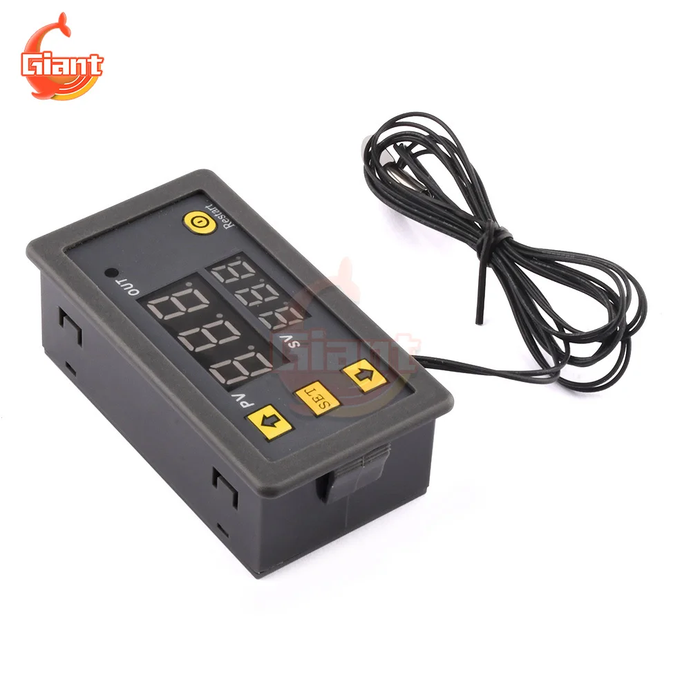 Imagem -04 - Mini Digital Controlador de Temperatura Incorporado Termostato Regulador Sonda de Metal à Prova d Água Ntc dc 5v 12v 24v