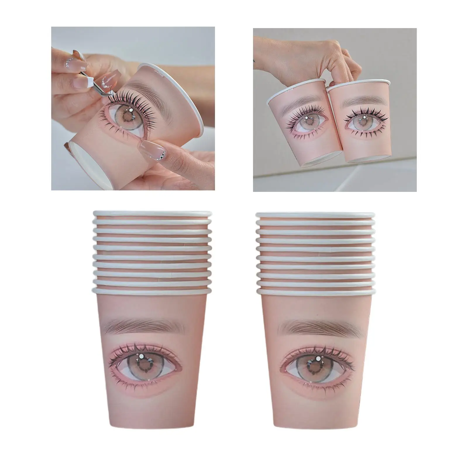 20 Pieces Eyelash Practice Paper Cup Multifunction Makeup for Beginner Practice Tool
