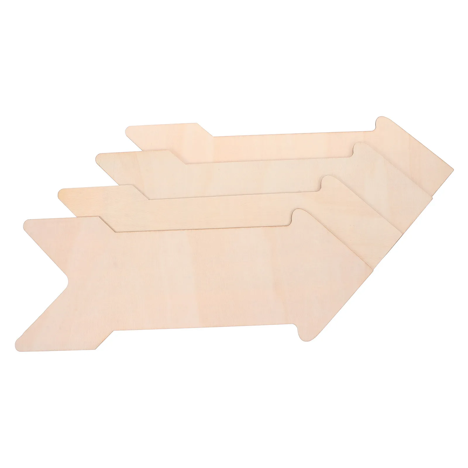 4pcs Arrow Shape Wood Slices For Diy Crafts Thickened Unfinished Wooden Cutouts Smooth Natural Blank Plaques Decorative Arrow