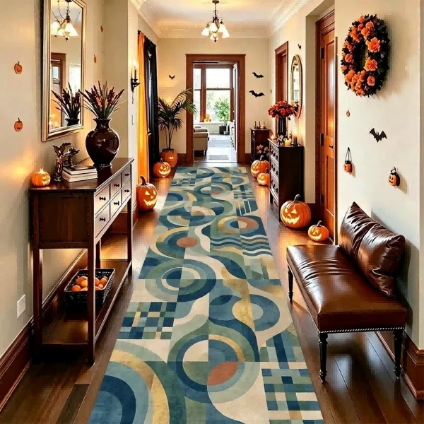 Large Decorative Hallway Runner Mat, Crystal Velvet Material, Thickened Non-Slip Absorbent Durable Carpet for Entryway and Toilet