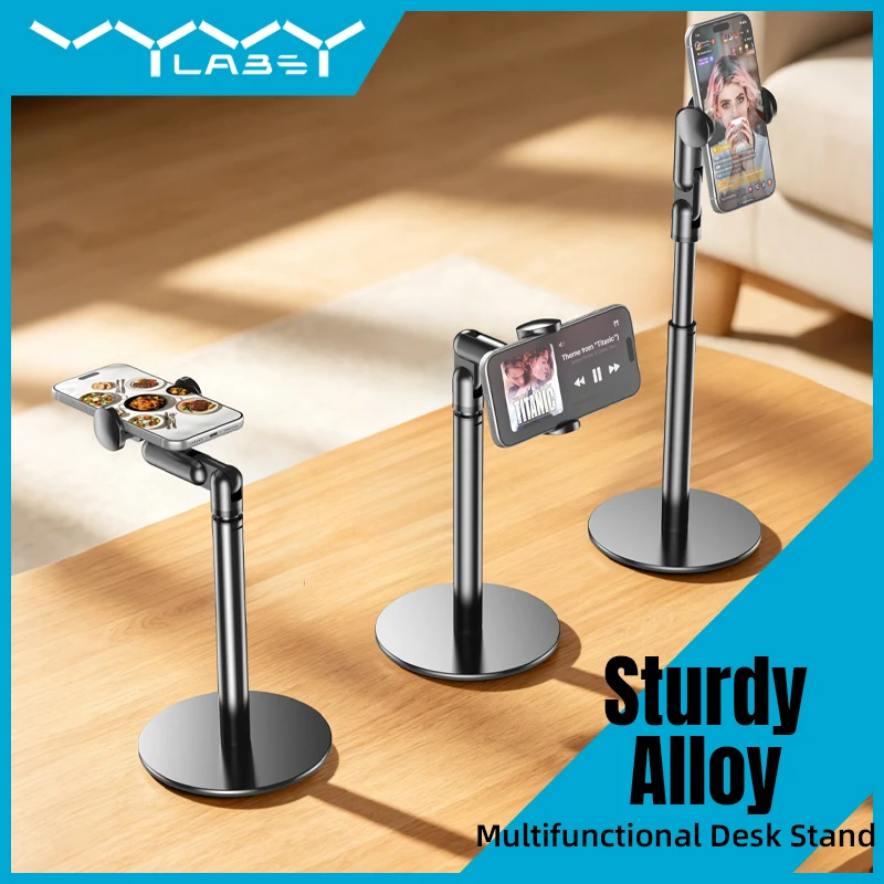 

Phone Holder Desktop Phone Stand Telescopic Multi-Angle Foldable Stand for Live Streaming Filming for iPhone 17 Huawei Samsung