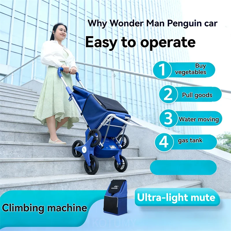 

Portable Electric Stair Climbing Cart with Large Capacity Labor-Saving Electric Stair Climbing Shopping Cart