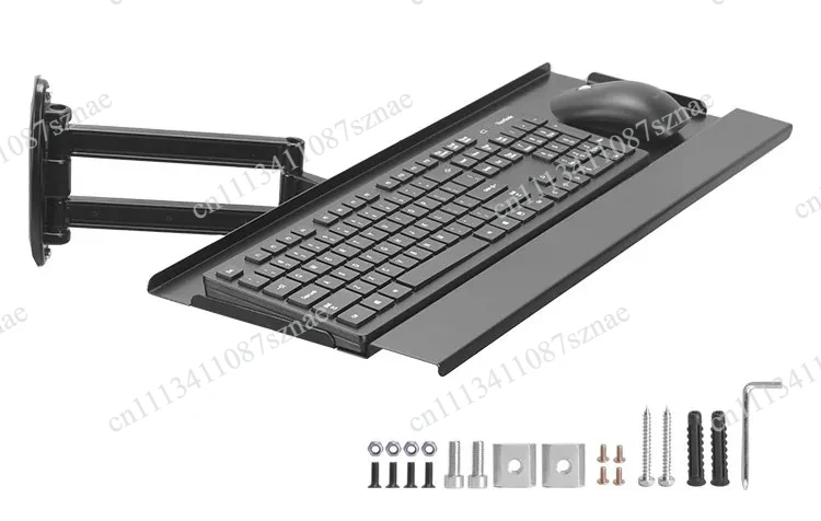 Adjustable Wall Mount Handle Racing Simulator Frame, Aluminum Chassis with Wireless Mouse and Rotating Keyboard Tray