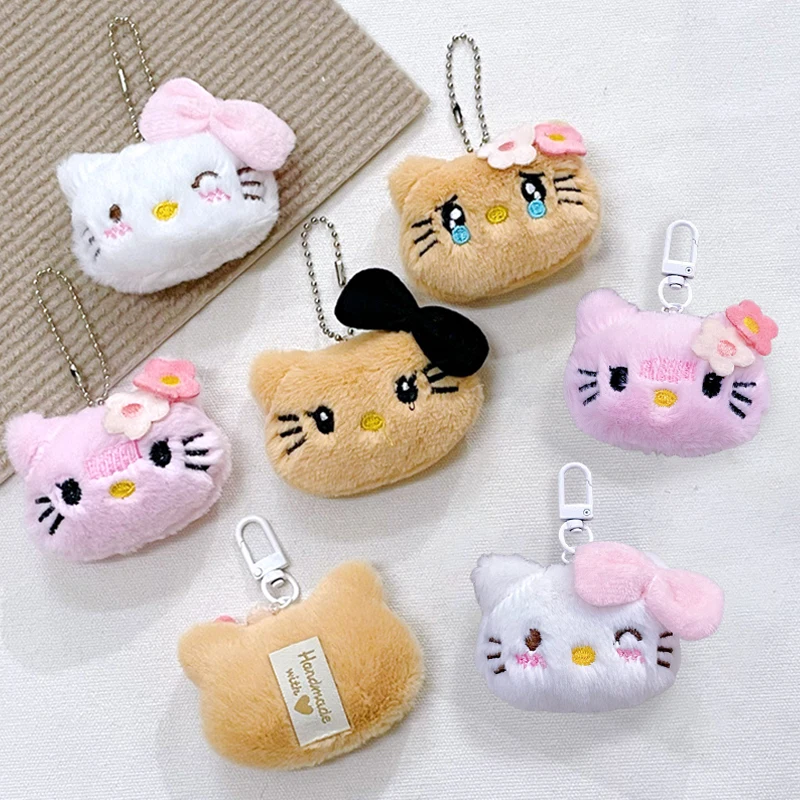 Cute Cartoon Sanrio Hellokitty Plush Doll Anime Kawaii Keychain For Women Girls Bag Decoration Accessories Pendant Keyring