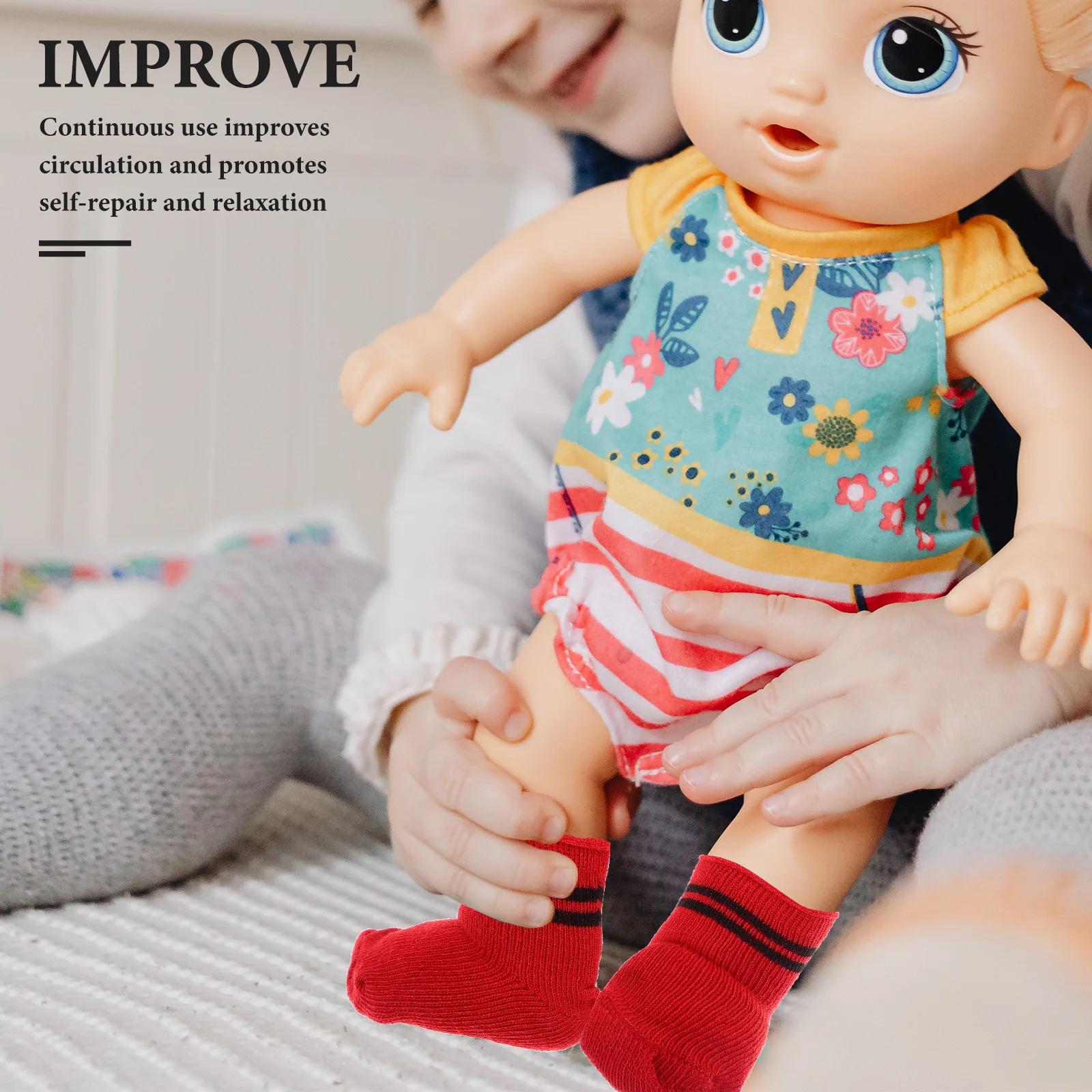 جوارب بيبي دول مقاس 18 بوصة متعددة الألوان للفتيات، أطقم ملابس للعب التظاهري، ناعمة ومريحة #3