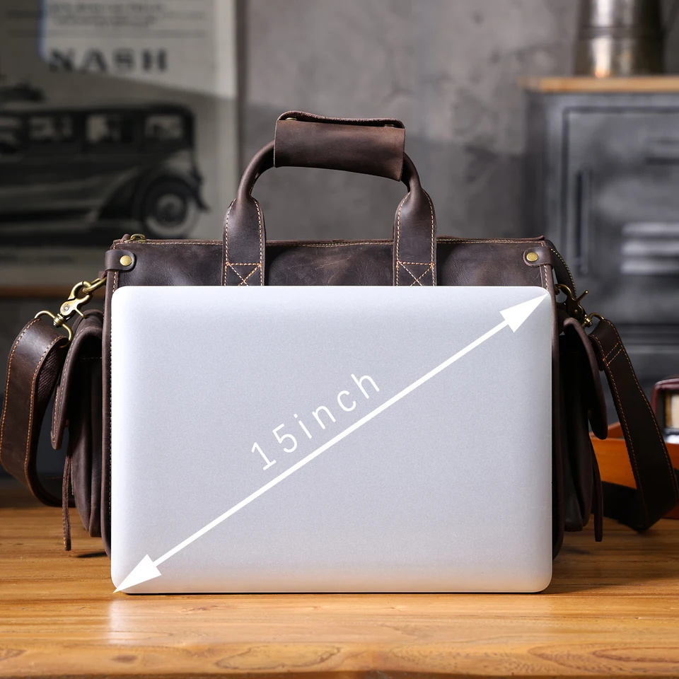 S.WORKER Vintage Genuine Leather Men's Briefcase 14