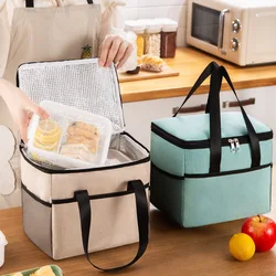 Borsa da Picnic isolamento termico borsa per la conservazione degli alimenti per il pranzo di grande capacità tasca esterna borsa per il pranzo impermeabile in tessuto Oxford Tote