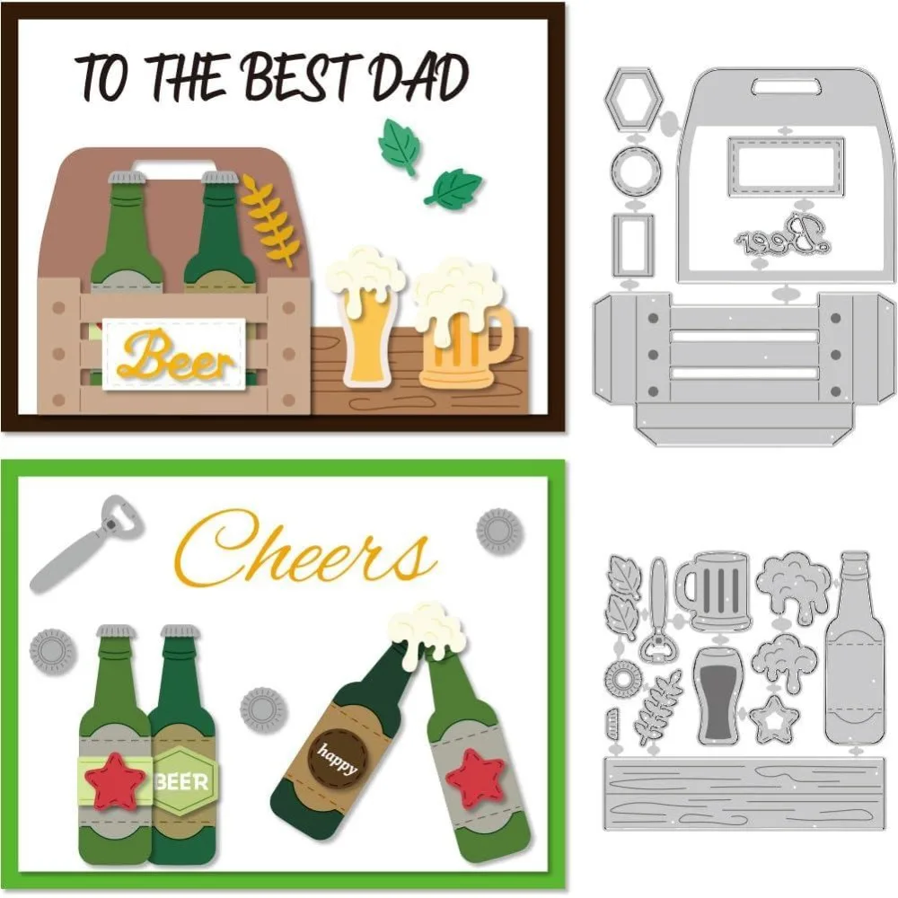 Beer Box Cutting Dies Beer Cheers Card Making Die Cut Carbon Steel Die Cuts Stencils Card Scrapbooking Embossing Template Gift