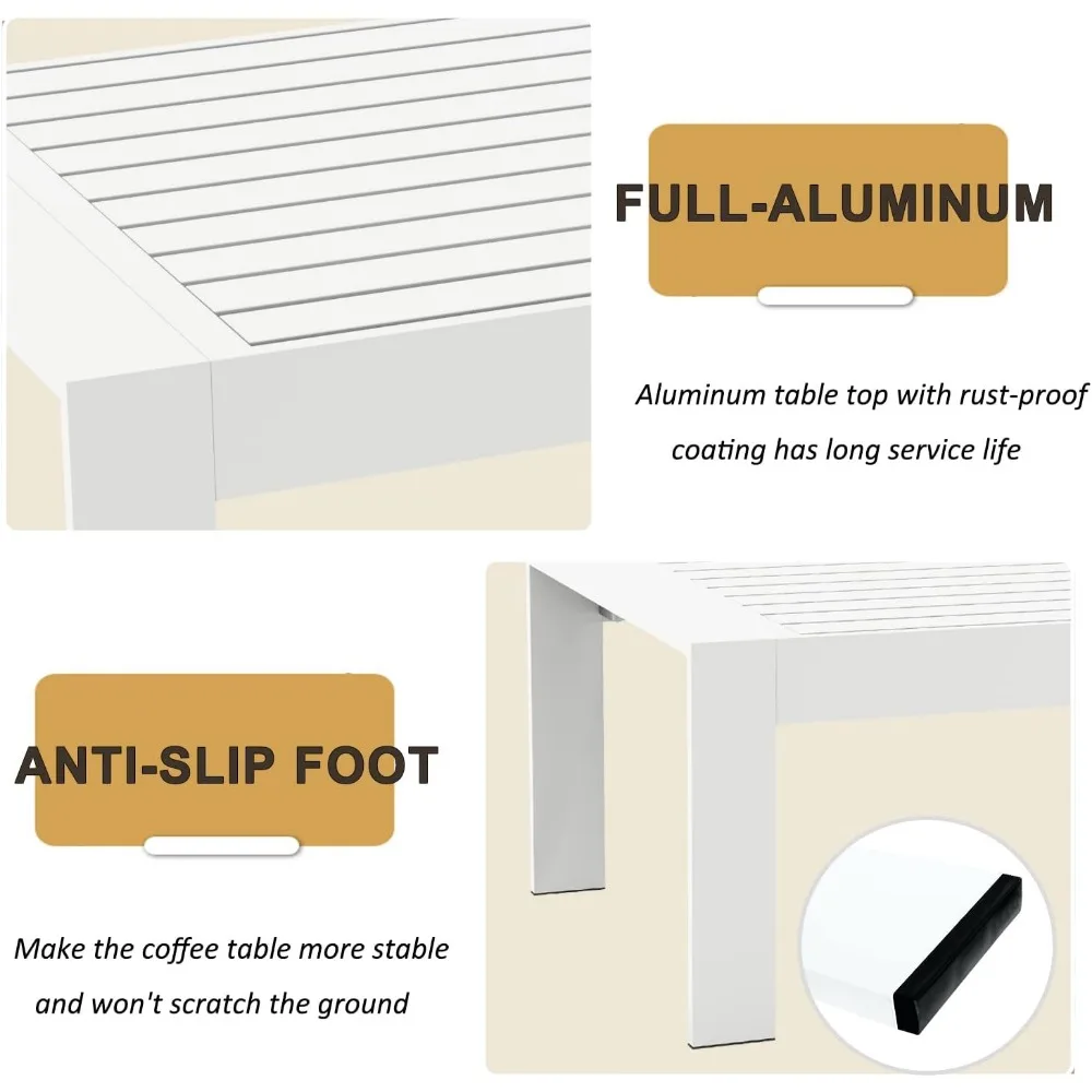 Outdoor Aluminum Furniture Set, 5 Pieces Patio Sectional Conversation Chat Sofa Modern Seating Set with Coffee Table