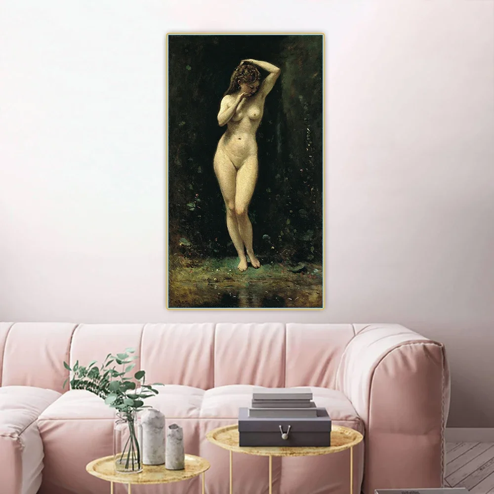 Jean Baptiste Camille Corot《Diana Bathing（A Fountain）》Canvas Oil painting Art Poster Picture Wall Decor Home Decoration