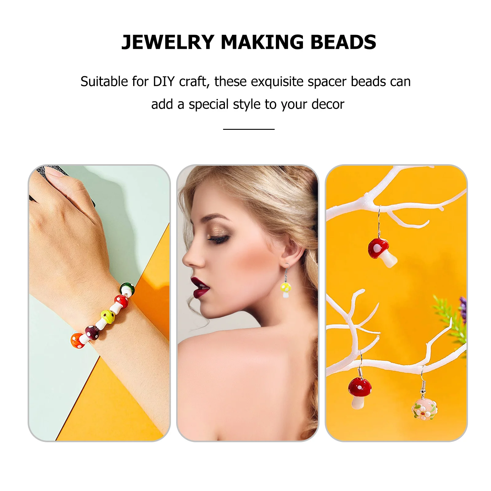 

30Pcs Mushroom Beads Smooth Surface DIY Jewelry Making Loose Beads for Earring Necklace Crafts DIY Mushroom Bead