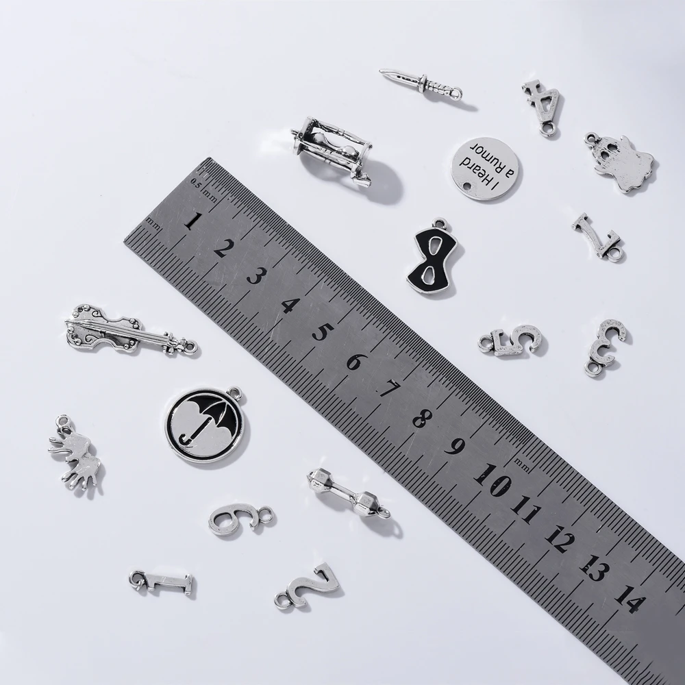 16pcs Umbrella Academy Charm for Jewelry Movies Silver Plated Various Pendant for Designer Crafting Bracelet Necklace Earrings