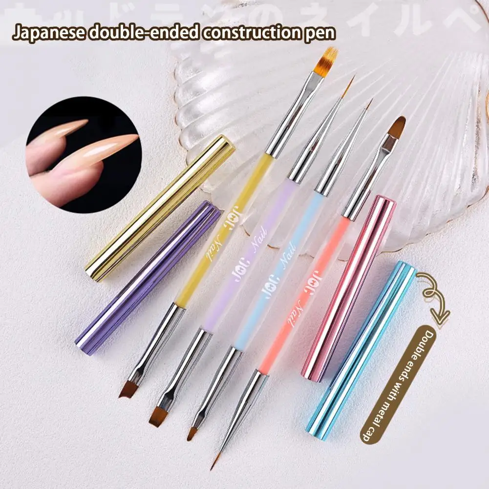 

Nail Art Pen Comfortable Grip Acrylic Rod Flexible Soft Nylon Bristle UV Gel Nail Polish Design Multifunctional Double Heads Nai