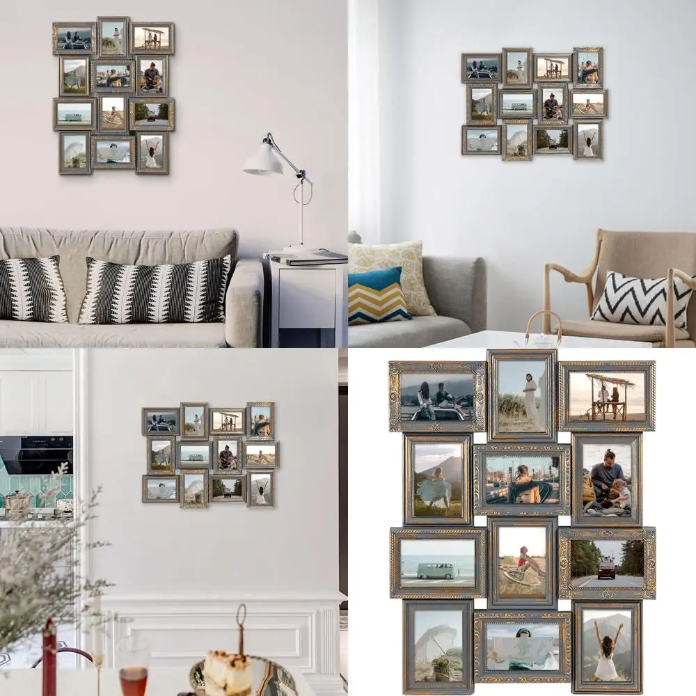 

Набор настенных рамок в деревенском стиле на 12 фотографий формата 4x6 | Винтажный стиль с эффектом состаривания