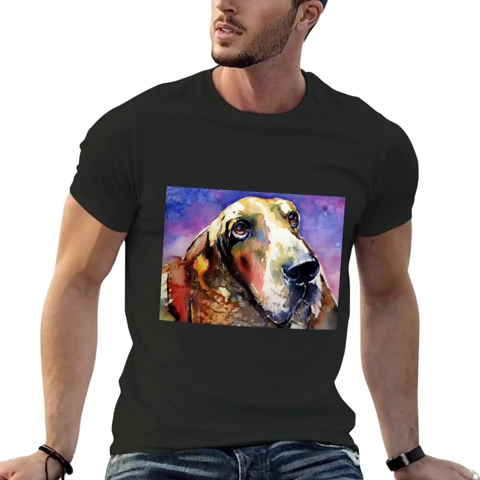 Cute basset hound cd T-Shirt oversized shirts graphic tees cute clothes sublime mens t  top quality