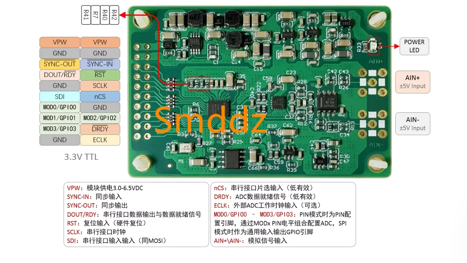 1 piece,    AD7768-1 high-performance 24 bit ADC module/24Bit/512Ksps/16Bit/1Msps