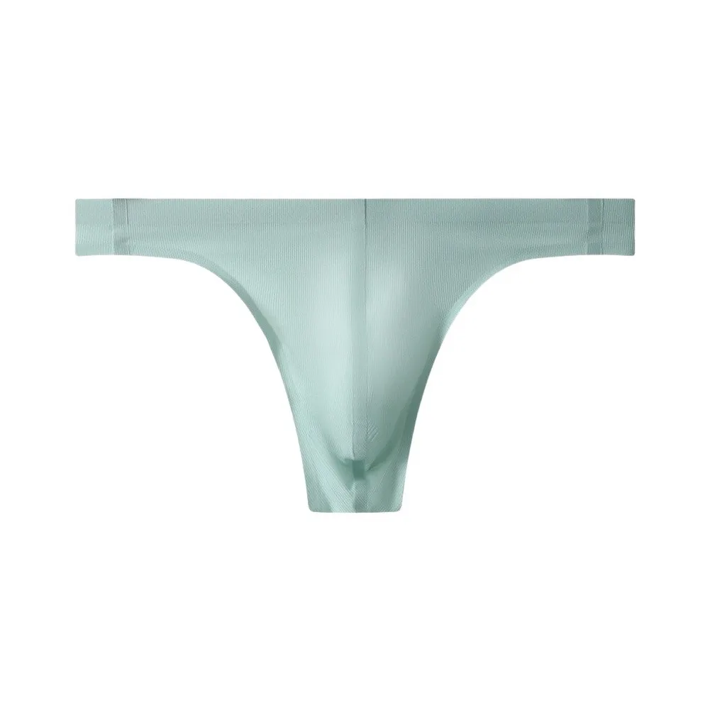 Mens Ice Silk Thong Panties Low Waist Seamless T-Back Briefs Quick Dry Underwear Bikini Bottom Erotic Hombre Male Lingerie