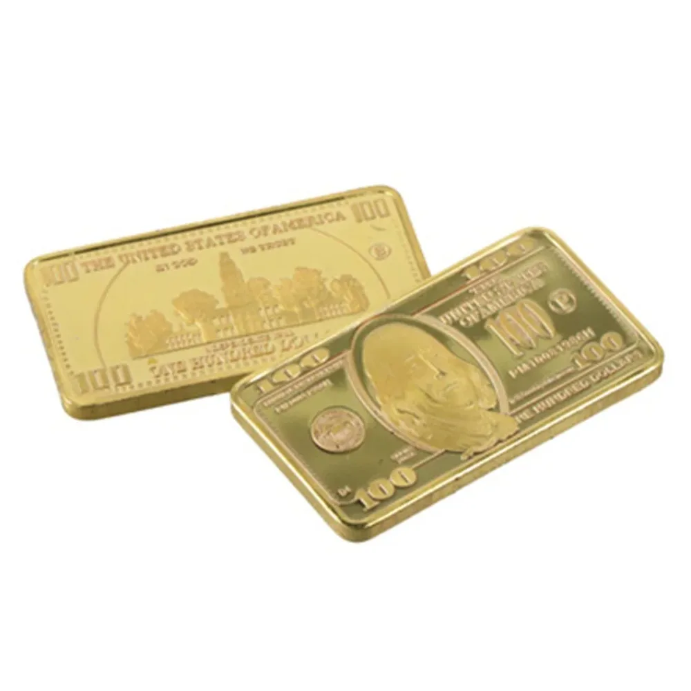 Uk Euro Prop Notes Copy Tickets Collection American 100 Dollar Bullion 24k Gold Bar Metal Coin Golden Bars USA With Gift view 2