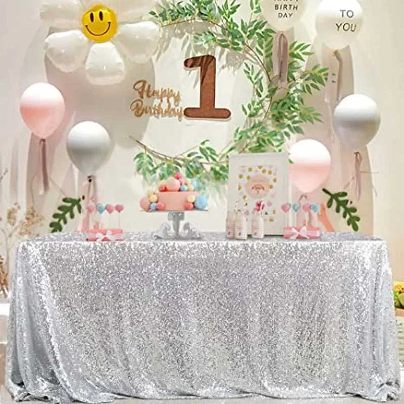 Glitter Sequin Table Cloth Rectangular Table Cover Rose Gold Tablecloth For Wedding Birthday Party Home Decoration Custom Size