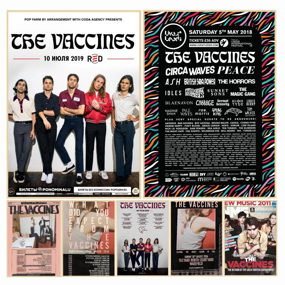 band V-Vaccines-S Poster Decorative Wall Art Sticker for Cafe Office Bedroom and Living Room