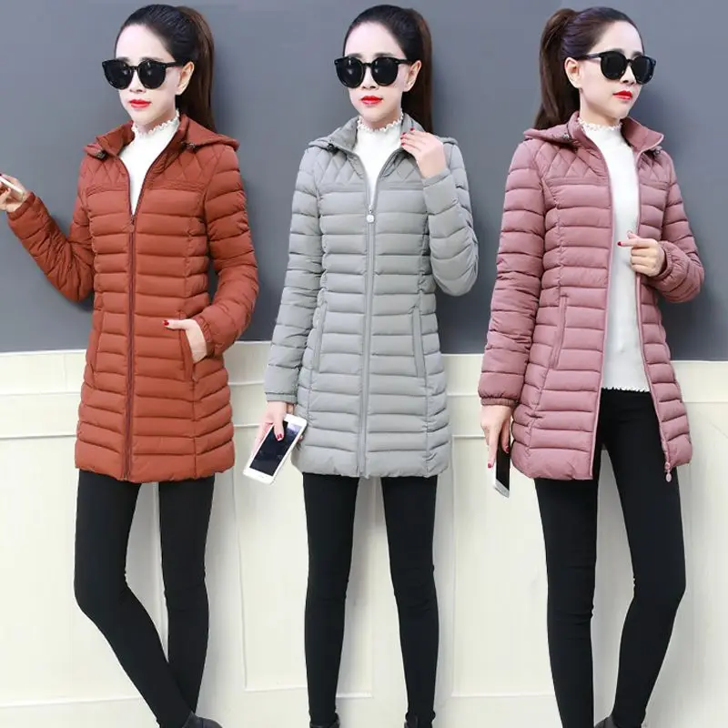 Ladies Fashion Winter Coat Women Down Cotton Hooded Jacket Woman Casual Warm Outerwear Jackets Female Girls Black Clothes PA1177