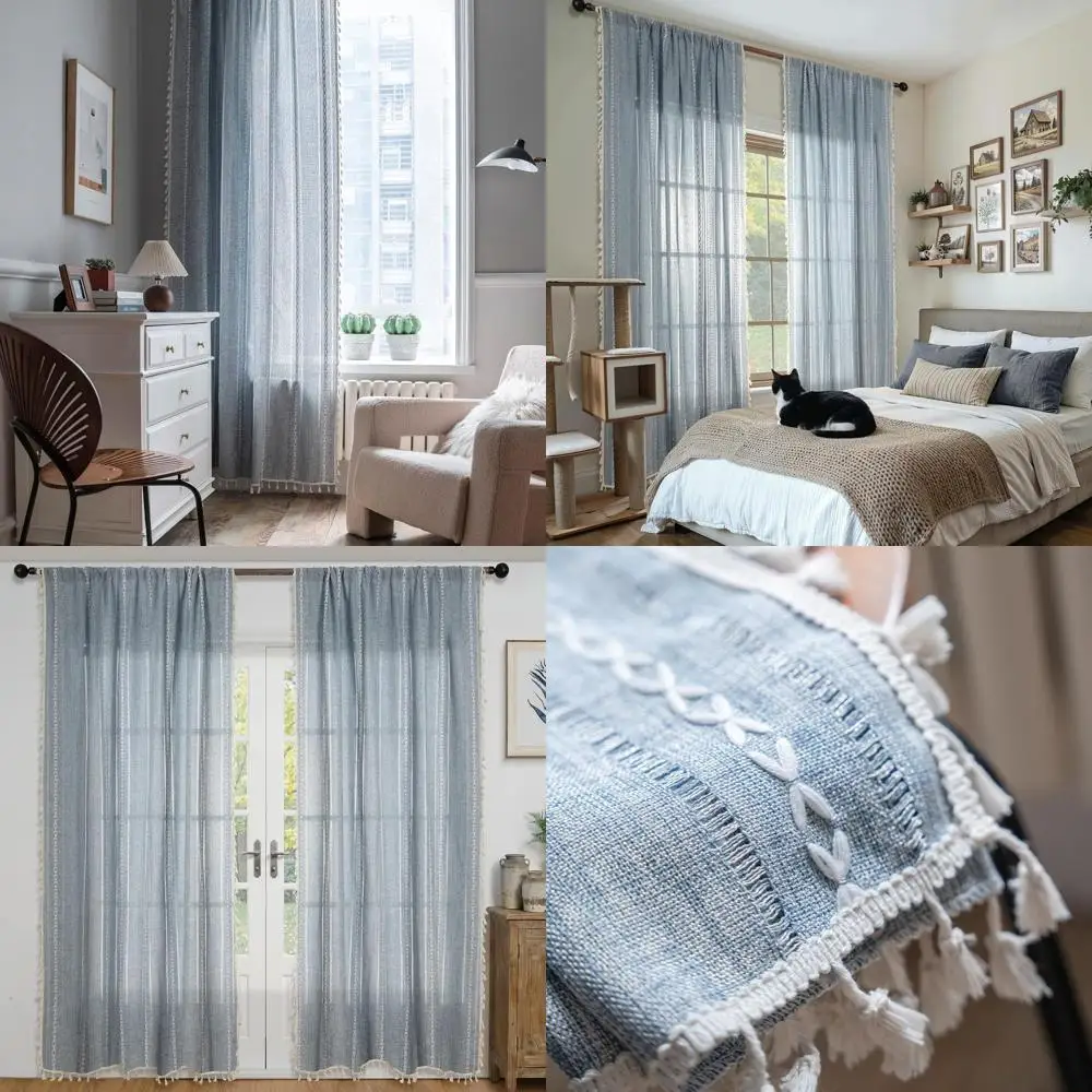 

Floor-to-Ceiling Bohemian Curtains, 108 Long, Modern Farmhouse Style for Sliding Doors