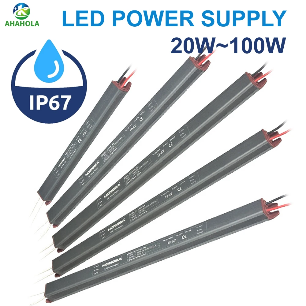 IP67 Waterproof LED Strip Lighting Transformer AC220V to 12V 24V DC Power Supply 12V 3A 4A 5A 6A 36W 48W 60W 72W 100W LED Driver